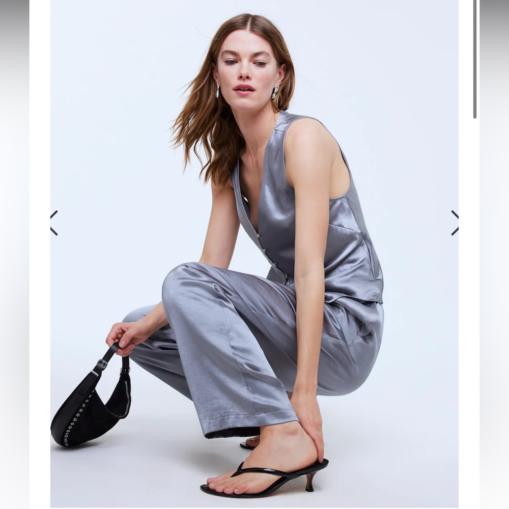 Madewell straight leg full length pants in satin